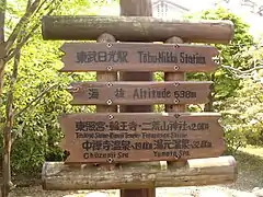 駅構内に設置されている海抜を記載した標識(2006年5月)