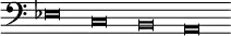 \relative c {\clef bass \omit Staff.TimeSignature \override Staff.NoteHead.style = #'baroque \cadenzaOn es\breve c b a}