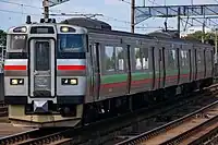重要機器取替工事を施行された731系。
自動幌が撤去され、733系と同等の幌枠に交換されている。