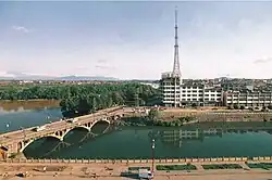 瀟水と濂渓河の合流点付近の市街地