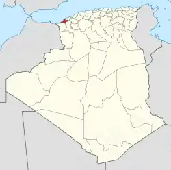 Map of Algeria highlighting Aïn Témouchent