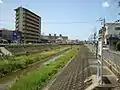 第二寝屋川玉串橋より下流を望む。見える橋は高砂橋。