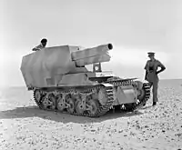 エル・アラメインの戦いで捕獲されたSdKfz 135/1 15cm自走榴弾砲