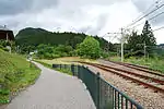アプトの道(旧線跡)と新線跡の分岐点。