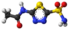 Ball-and-stick model of the acetazolamide molecule