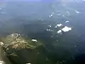 高空より見る吾妻小富士の火口と火口湖五色沼 (福島市)