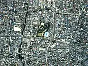 大垣城周辺の航空写真(1987年撮影) 国土交通省 国土地理院 地図・空中写真閲覧サービスの空中写真を基に作成