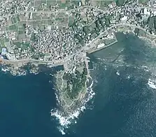 最南端の野島崎（国土交通省 国土地理院 地図・空中写真閲覧サービスの空中写真を基に作成 2017年撮影）
