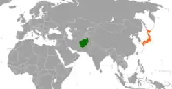AfghanistanとJapanの位置を示した地図