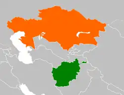 AfghanistanとKazakhstanの位置を示した地図