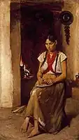ストーブの前の少女、（個人蔵）