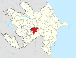 Map of Azerbaijan showing Aghjabadi Rayon