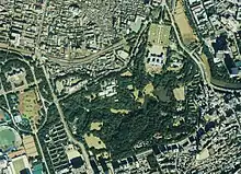 赤坂御用地の航空写真。1989年(平成元年)撮影。