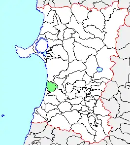 岩城町、県内位置図