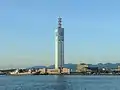 秋田運河の対岸から望むセリオンの施設全景