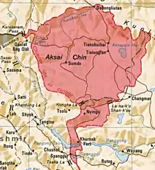 ラナク・ラを含む地図（"La-na-k'o Shan-k'ou"と書かれている）