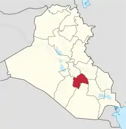 Location of カーディーシーヤ県Al-Qadisiyah Governorate