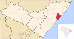 アラゴアス州内のマセイオの位置の位置図