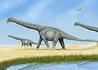 アラモサウルスの生態復元想像図