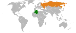 AlgeriaとRussiaの位置を示した地図