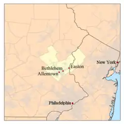 リーハイ・バレーLehigh Valleyの地図