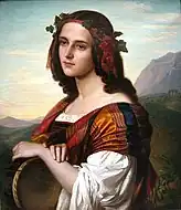 タンバリンを持つイタリアの女の子