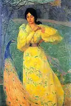 Young woman with peacock(1895)