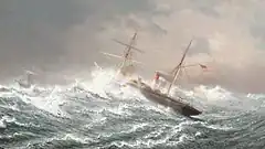 救助に向かうアメリカの外輪船"De Ruyter"