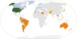 Map showing the Major non-NATO allies
