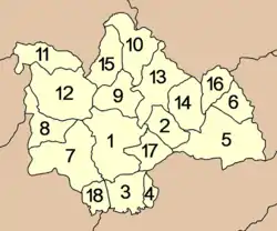 カーラシン県の郡