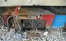 RTL-IIの前方台車の第三軌条集電靴。ニューヨークのペンシルベニア駅で撮影
