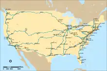 2016年現在の運転路線図(連絡バス路線・長期運休区間を含まない)