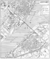 新義州駅と鴨緑江橋梁付近の地図（1930年頃）