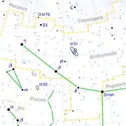 M31の南東(左下)に位置するのがM32