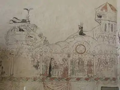 聖人の生涯を描いたアンガ教会(英語版)フレスコ画(15世紀半ば)