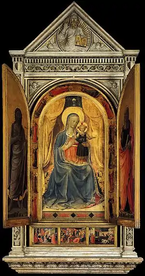 『リナイオーリの壁祭壇』（1432年 - 1435年頃）サン・マルコ美術館（フィレンツェ）ロレンツォ・ギベルティがデザインし、フラ・アンジェリコが描いた作品
