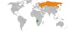 AngolaとRussiaの位置を示した地図