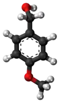 Ball-and-stick model of the anisyl alcohol molecule{{{画像alt1}}}