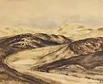 『カンペン（英語版）の楽園』Die Oase in Kampen、1932〜33年水彩画、39 × 49&nbsp;cm