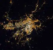 アンカラ都市圏の夜間の衛星写真