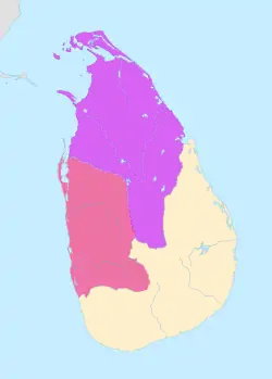 13世紀以前のセイロン島勢力図