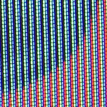 Forty columns of oval dots, 30 dots high. First red than green than blue. The columns of red starts with only four dots in red from the bottom becoming more with every column to the right