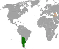 ArgentinaとArmeniaの位置を示した地図