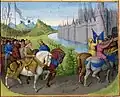 『コンスタンティンノープルに進軍する十字軍』（1455年頃）『フランス大年代記』のミニアチュール。
