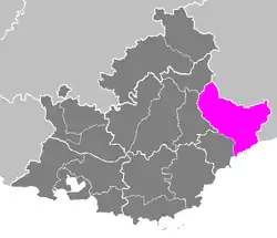 地域圏内での郡の位置