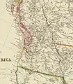 1844年イギリスの地図、コロンビア川が境界となっている