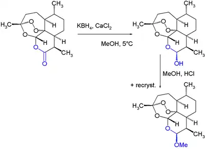 Artemether semisynthesis from artemisinin