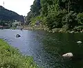 真庭市（旧湯原町）から下流方を望む