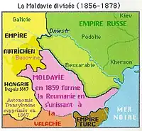 クリミア戦争の結果、1856年に結ばれたパリ条約によってベッサラビア南部がモルダヴィア公国領(1859年にワラキア公国と同君連合、1861年にルーマニア公国)となる。
