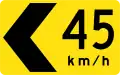 (D4-V110) Curve marker with Advisory Speed (left) (Used in Victoria)